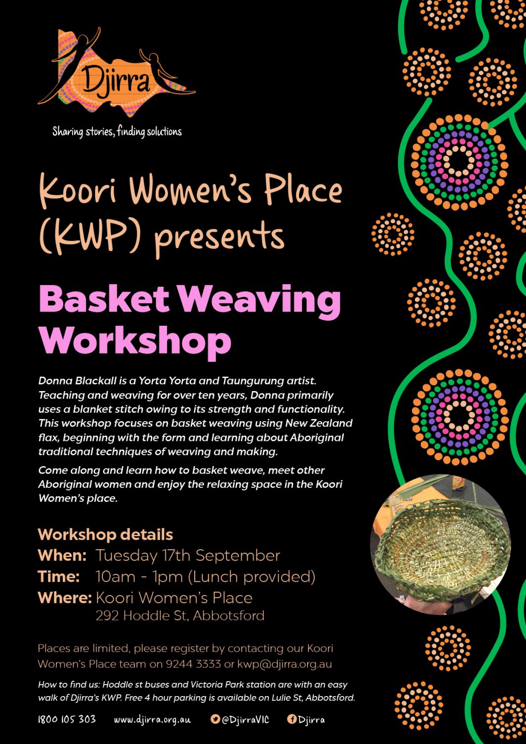 Basket Weaving Abbotsford Tuesday 17 September Djirra