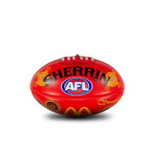 AFL football with Aboriginal iconography painted on it